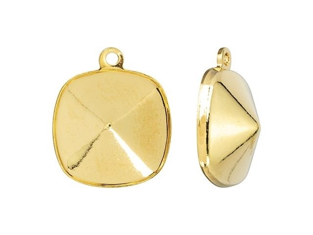 Swarovski Gold-Plated Charm Setting - Fits #4470 12Mm Cushion Fancy Stone