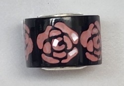 Sterling Large Hole Bead- Pink Mother Of Pearl Rose