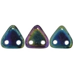 Czechmates 2 Hole Triangle Beads-Iris Green