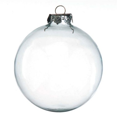100Mm Round Glass Ornament-Clear