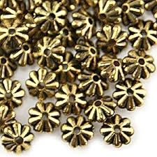 10Mm Floral Rondelle - Small Hole - Antique Gold