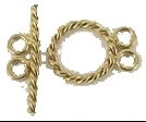 14Kt Gold Filled 2-Strand Twisted Rope Toggle Clasp - 14Mm