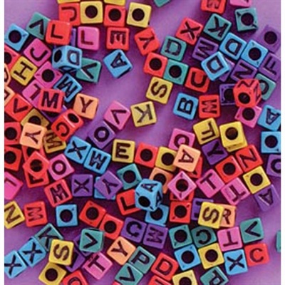 6Mm Square Plastic Letters-Assorted Colors With Black Lettering