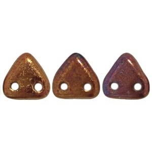 Czechmates 2 Hole Triangle Beads-Bronze Luster Iris Opaque Red