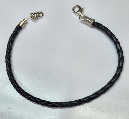Braided Leather Bracelet With Sterling Silver Findings