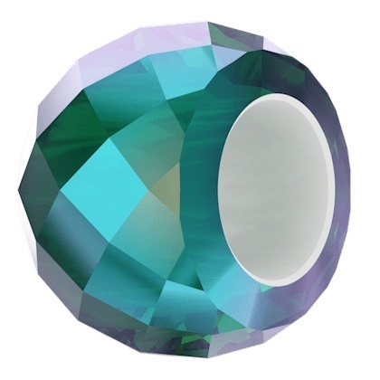 Swarovski # 5043 Briolette Xxl Hole Bead - 11Mm - 5Mm Hole - Emerald Shimmer 2x