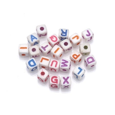5Mm Square Plastic Letters-White With Assorted Color Lettering