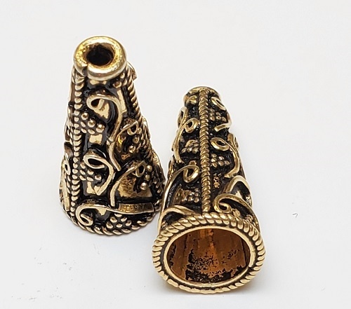 Gold Plate Over Sterling Bali Style Cone- 21 X 10Mm