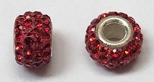 Swarovski Large Hole 8Mm Pave Rondelle Bead- Light Siam