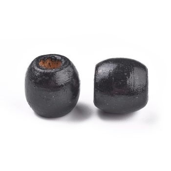 Finished Wood Beads - 12Mm Barrel - Black