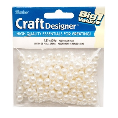 Pearls - Round - Cream - Assorted Sizes - 36 Grams