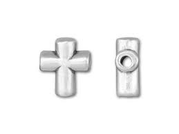 Sterling Silver Cross Bead - 8X7mm - 1.6Mm Hole Size