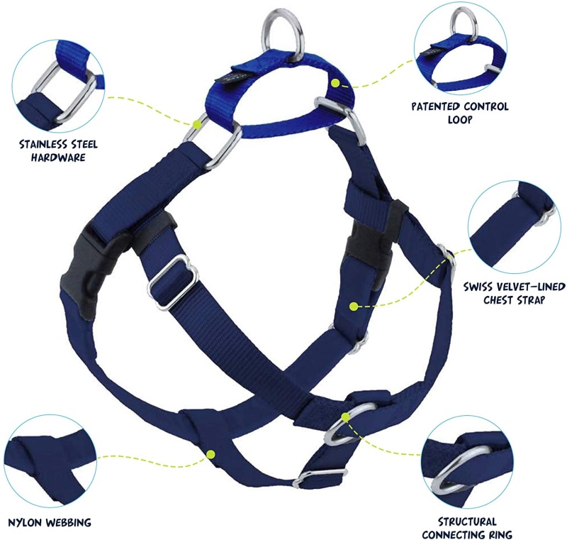 2 Hounds Design Freedom NoPull Dog Harness With Leash, Large, 1Inch