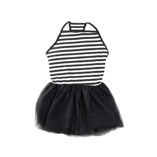 Midlee Elegant Black & White Stripe Tutu Large Dog Dress X-Large