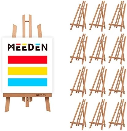 Meeden 12 Pack 20 Inch Tabletop Easels, Beech Wood Display Easel, Easel  Stand For Painting,Tripod, Painting Party Easel, Kids Student Desktop Easel  For Painting, Portable Canvas,Sign Holder