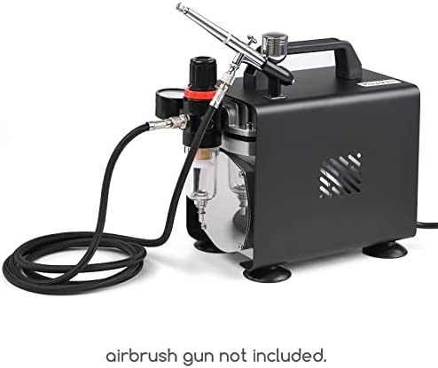 Meeden Airbrush 1/5 Hp Auto-Stop Airbrush Compressor - Professional Single-Piston, Thermally Protect, Low Running Noise 47Db - Regulator Water Trap, Holder, 1/8 Air Hose