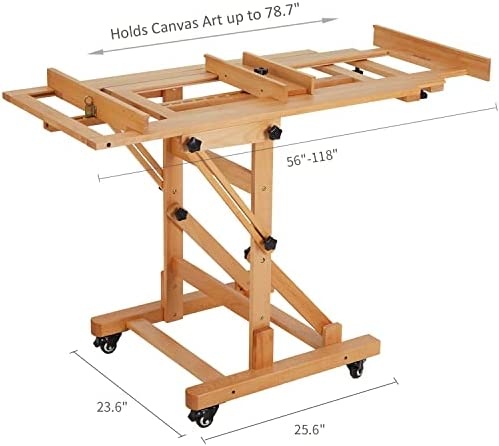 Meeden Deluxe Movable H-Frame Studio Easel,Multi-Function Artist Easel, Heavy Duty Art Easel,Display Easel,Extra Large And Thicken Solid Beech Wood Easel, Holds Canvas Art Up To 78.7" High