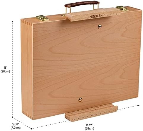Meeden Table Easel Box, Adjustable Beech Wood Tabletop Sketchbox Easel With Two Canvas Holders, Table Art Easel For Painting Canvas 28'' Max, Art Paint Easel Storage Box For Drawing And Sketching