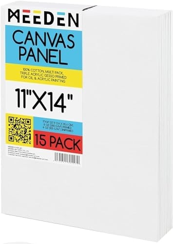 Meeden 15-Pack Canvas Boards For Painting, 11×14 Inches Blank White Canvas  Panels, 100% Cotton, 8 Oz Gesso-Primed, Canvas Art Supplies 11X14 For Oil