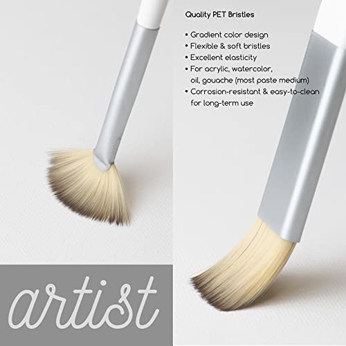 Meeden Paint Brushes Set, 15 Pcs Acrylic Paint Brushes, Premium Nylon Hair Brushes For Acrylic, Artist Acrylic Paint Brushes For Acrylic Oil Watercolor, Miniature Detailing And Rock Painting
