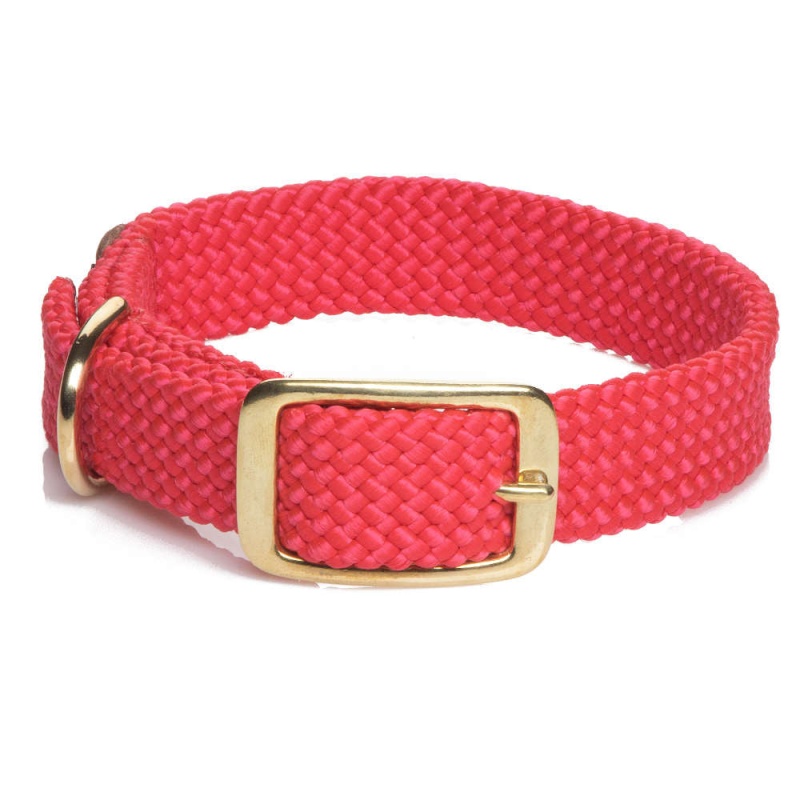 Mendota Double Braid Collar - Brass - Red / 9/16" X 12"