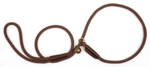 Mendota Slip Leash - Small 3/8 Inch - Brown / 4 Feet