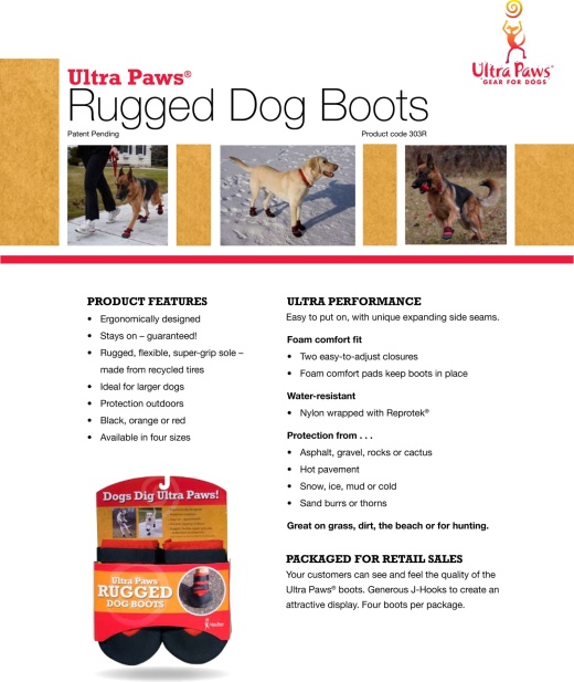 Closeout Ultra Paw Rugged Dog Boots - Red / Large