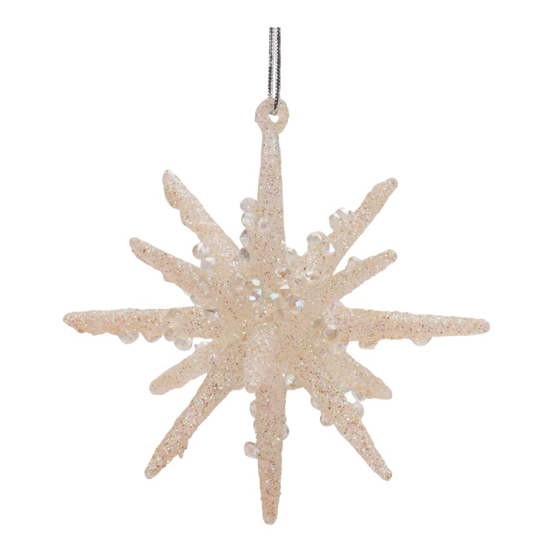 Star Ornament (Set of 6) 3"H Glass