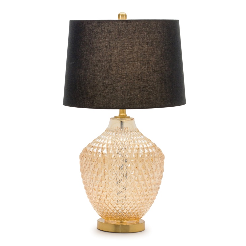 Table Lamp 28.5”H Metal/Glass/Linen Max 60w