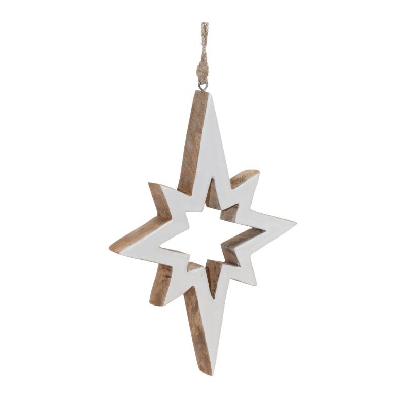Star Cut-Out Ornament Set of 4, 10”H Wood