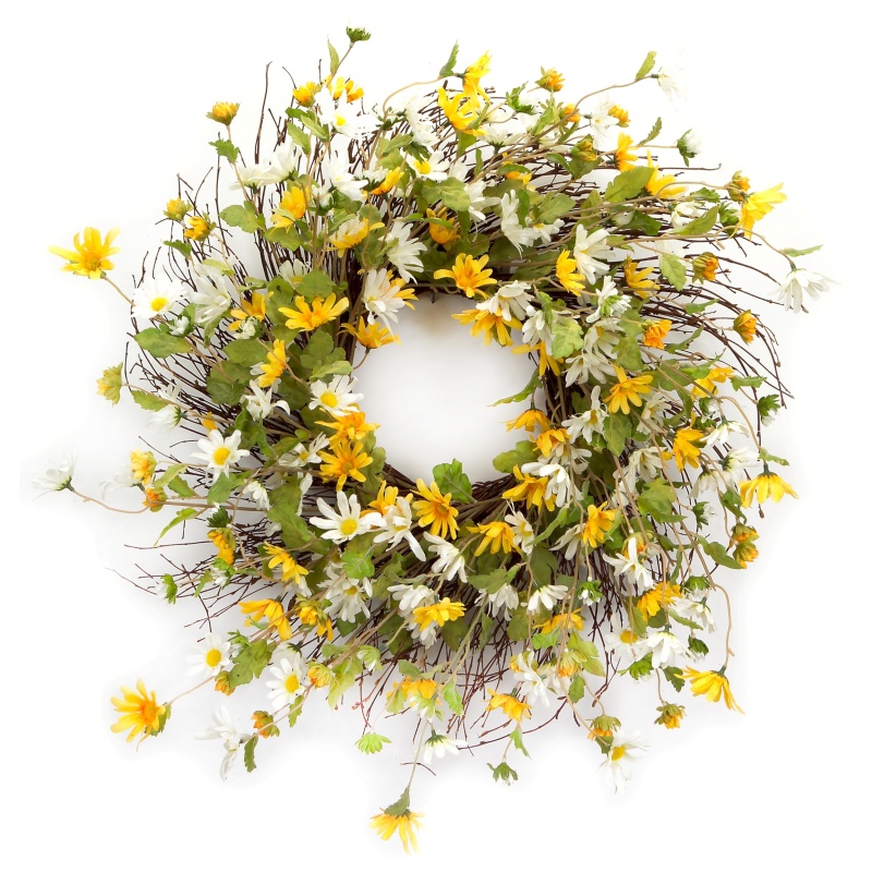 Daisy Wreath 24”D Polyester