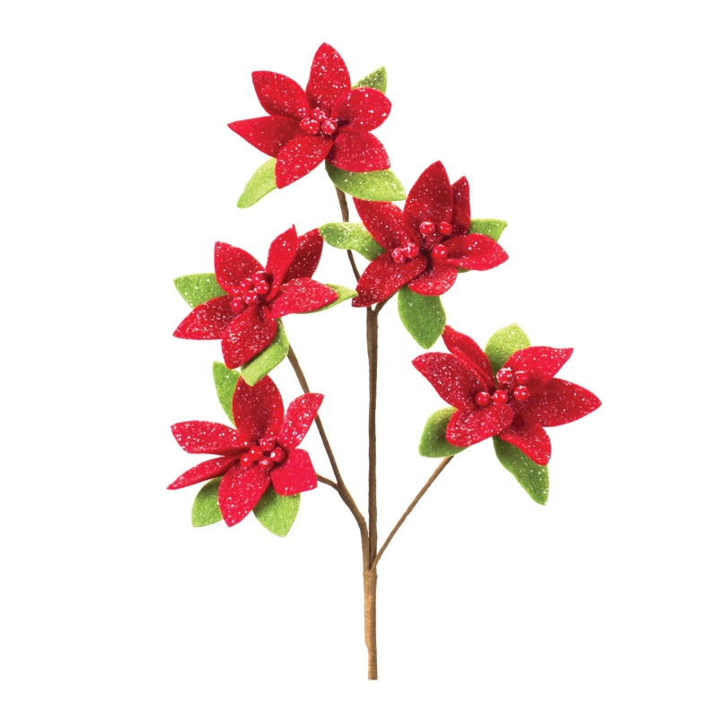 Poinsettia Spray Set of 6, 26”H Polyester