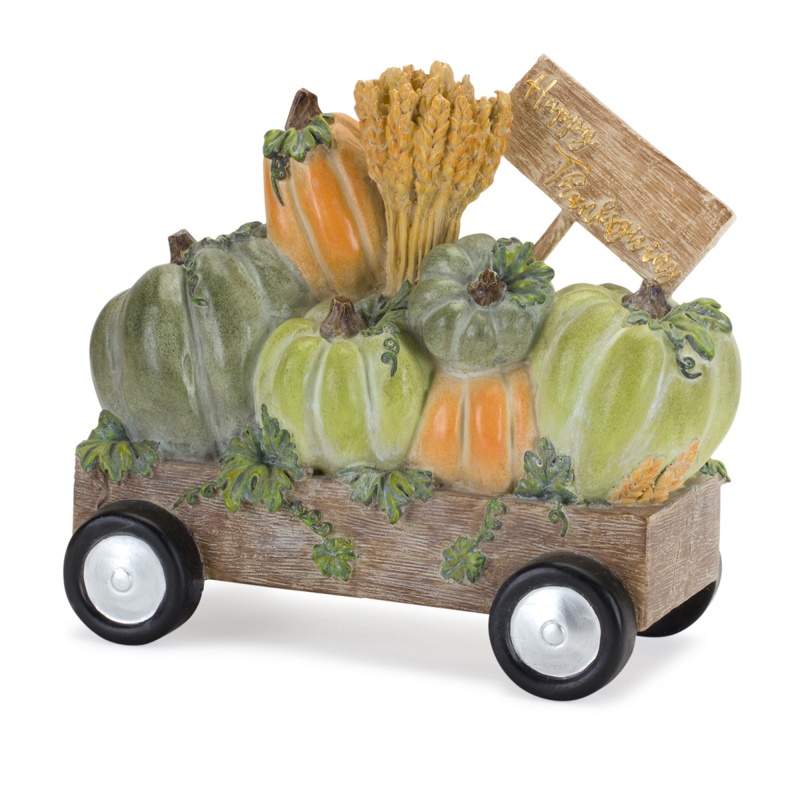Happy Thanksgiving Wagon 8.5"L X 4"H Resin