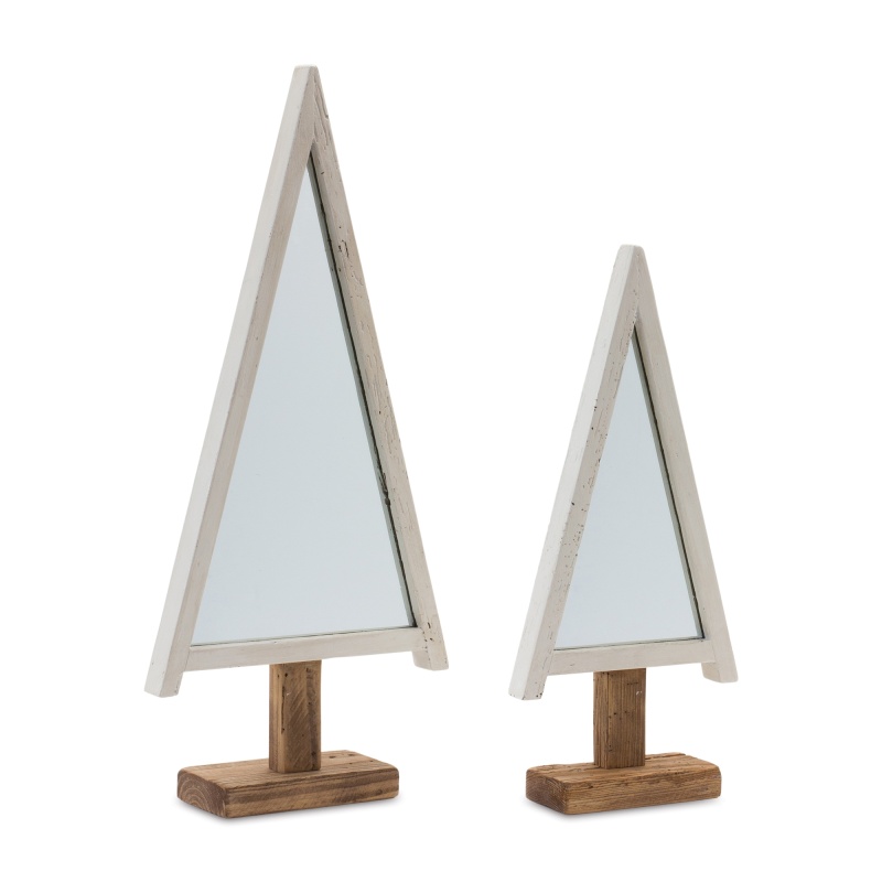 Tree (Set Of 2) 19.5"H, 25.5"H Wood/Glass