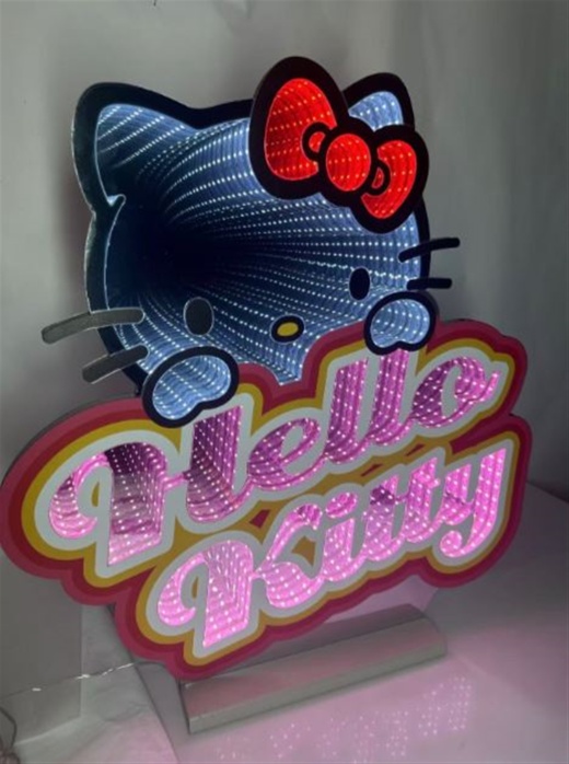Hello Kitty Peeking Logo Ekkolight 24”H Acrylic Ul Plug