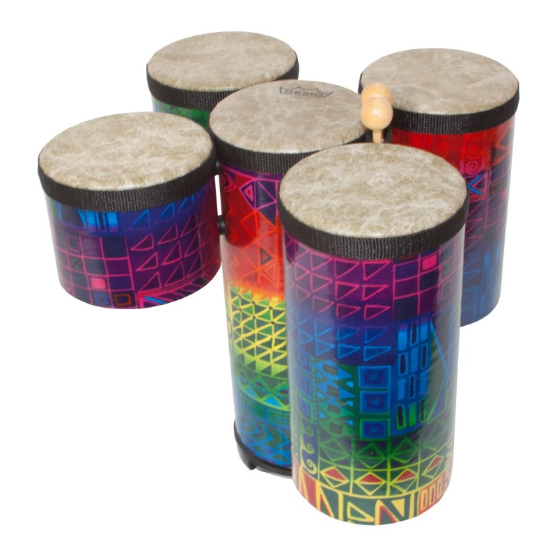 Remo Cluster Drums, Mini, 5 Piece Set, Fabric Rainbow