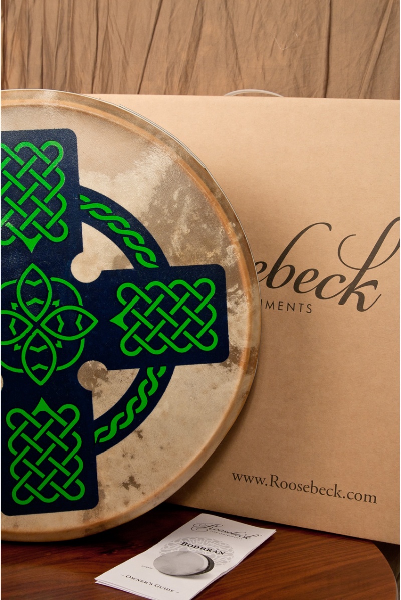 Roosebeck Tunable Sheesham Bodhran Cross-Bar 18-By-3.5-Inch - Celtic Cross