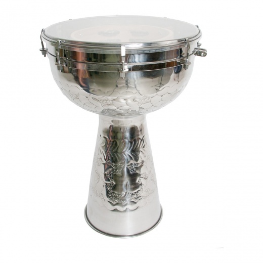 Mid-East Metal Doumbek with Synthetic Head and Internal Jingles - 12-By-18-Inch