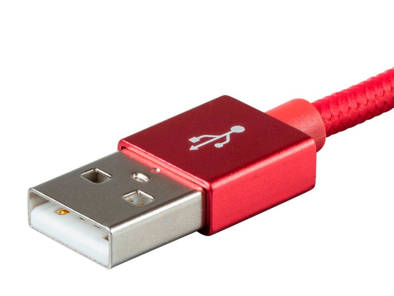 Monoprice Palette Series Apple Mfi Certified Lightning To Usb Charge And Sync Cable, 1.5Ft Red