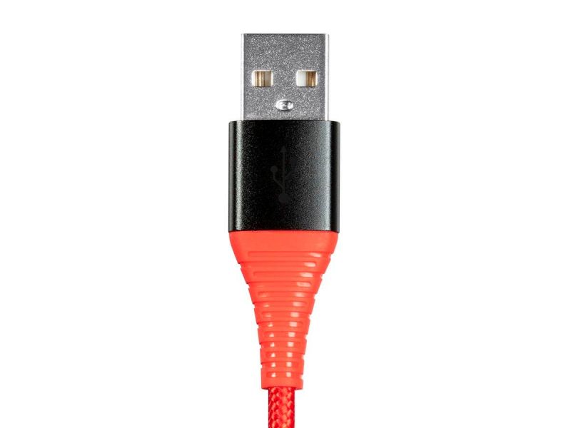 Monoprice Atlasflex Series Durable Apple Mfi Certified Lightning To Usb Type-A Charge And Sync Kevlar-Reinforced Nylon-Braid Cable, 6Ft, Red