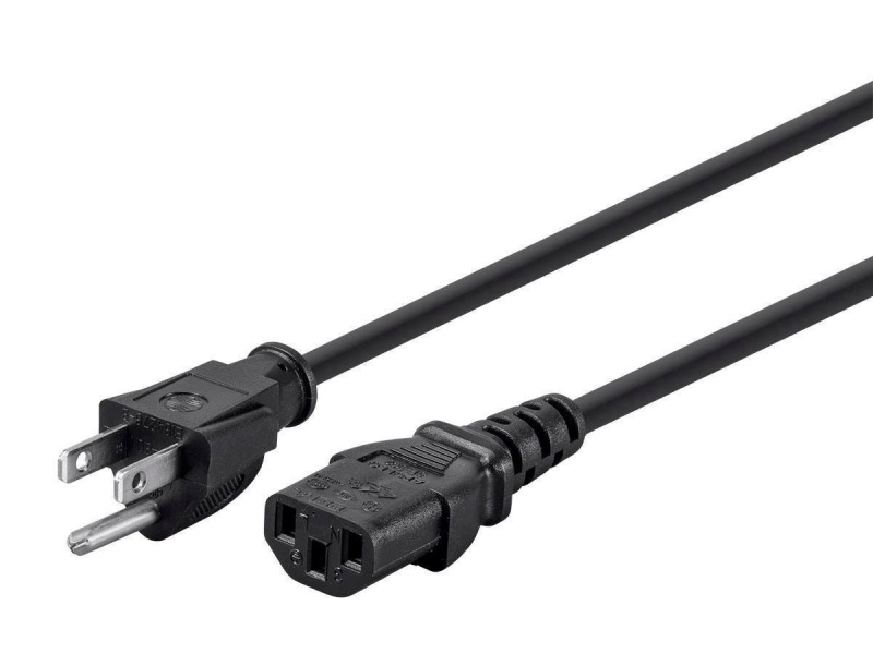 Monoprice Power Cord - Nema 5-15P To Iec 60320 C13, 18Awg, 10A/1250W, 125V, 3-Prong, Black, 6Ft, 6-Pack