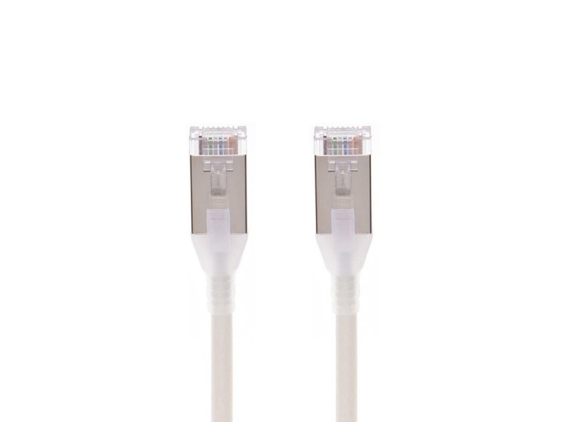 Monoprice Cat6a 10Ft White Component Level Patch Cable, Double Shielded (S/Ftp), 30Awg, 10G, Cm Pure Bare Copper, Snagless Rj45, Slimrun Series Ethernet Cable