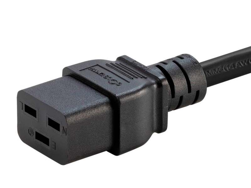 Monoprice Heavy Duty Extension Cord - Iec 60320 C20 To Iec 60320 C19, 12Awg, 20A/2500W, Sjt, 250V, Black, 3Ft