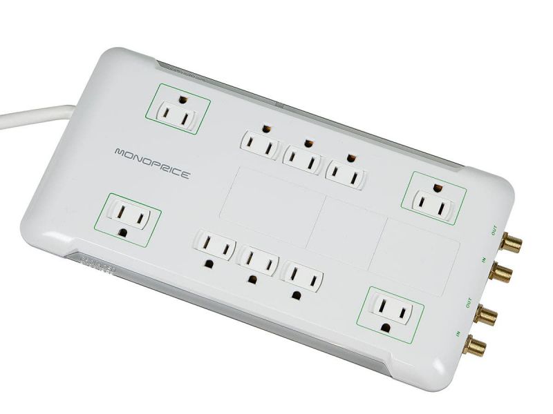 Mono Outlet Power Surge Protector With Sliding Safety Covers - 2880 Joules