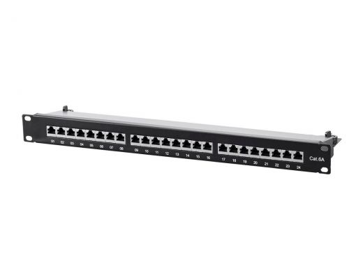 Monoprice Entegrade Series Cat6a 19In 1U Patch Panel, Shielded, 24-Port Dual IDC