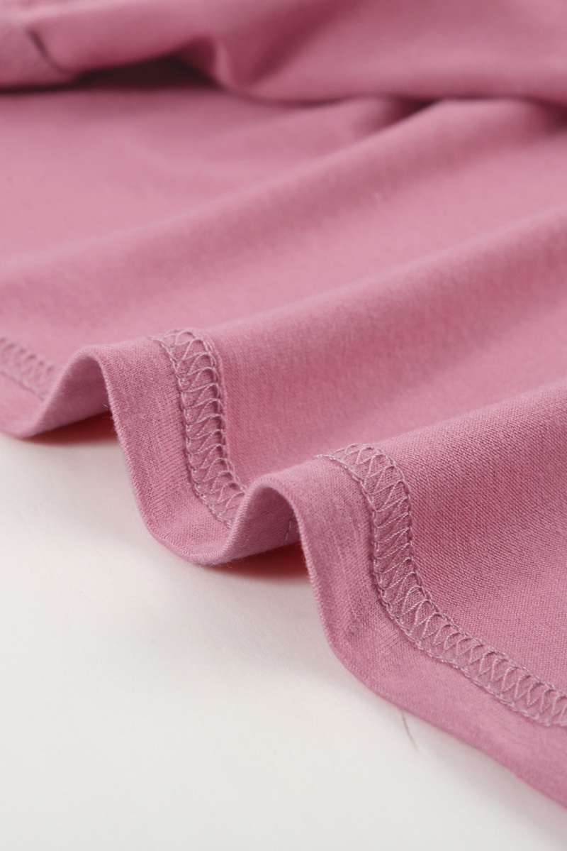 Women's Pink Crew Neck Dandelion Print Short Sleeve T-Shirt