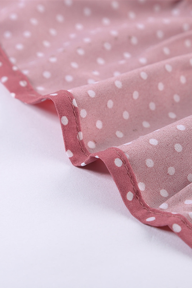 Pink Swiss Dots V Neck Cap Sleeve Ruffle Mini Dress