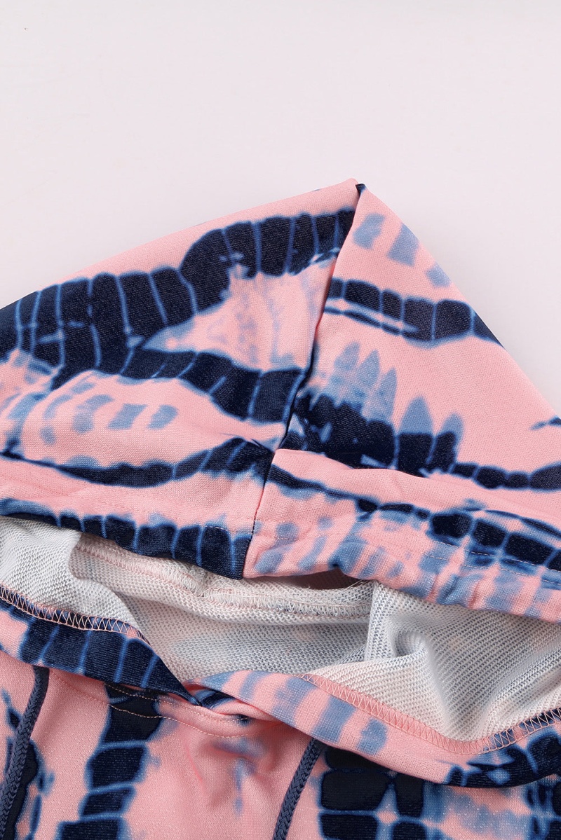 Women's Casual Pink Tie-Dye Print Pullover Hoodie