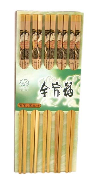 High-Quality Bamboo Chopsticks with Japanese Geisha Painting