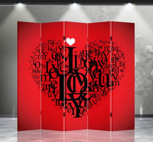 Double Sided Canvas Screen Room Divider - Love